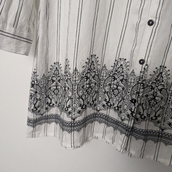 LC Waikiki Classic Striped Button-Up Shirt with Lace Hem - Size 40 - Picture 2 of 7